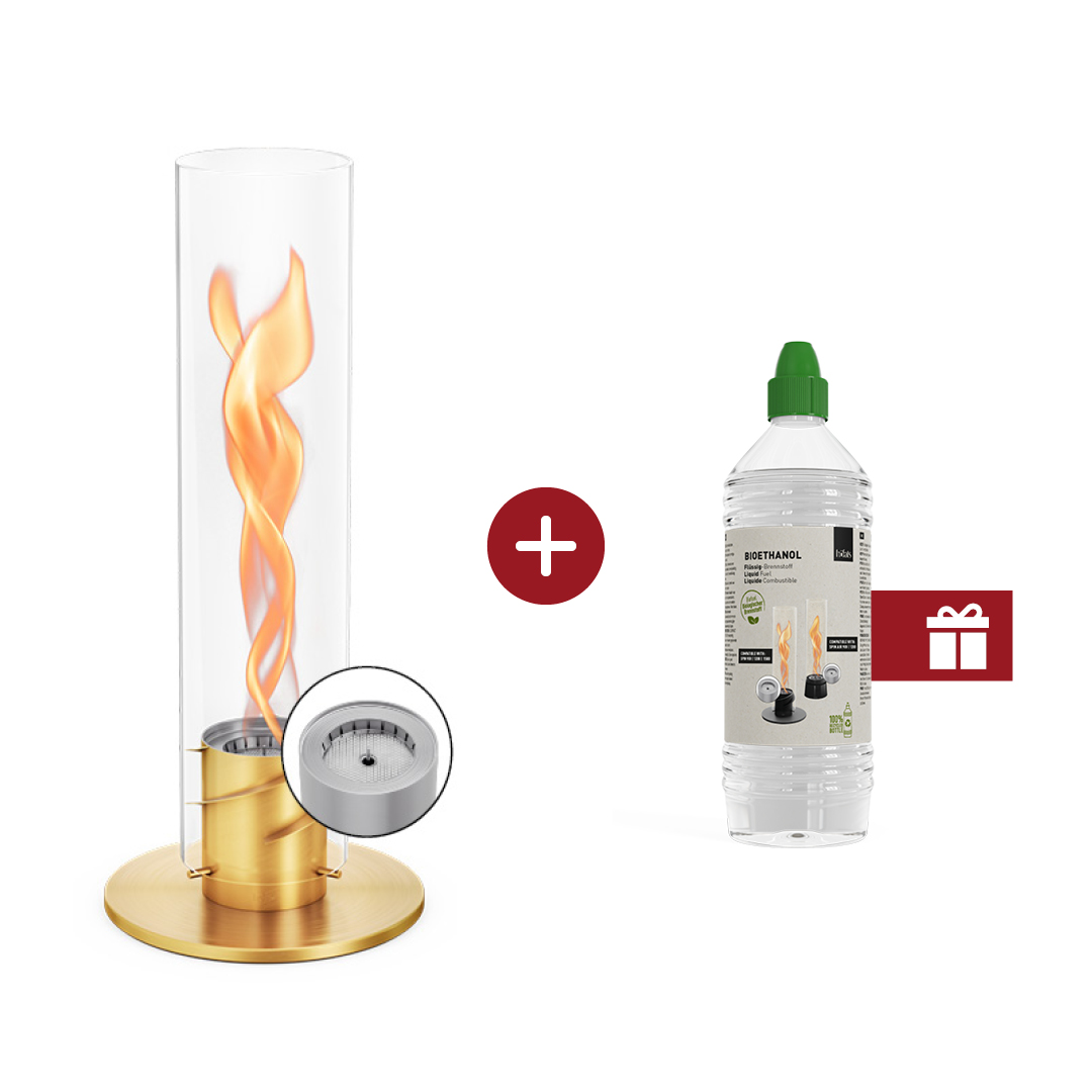 An inviting scene with a SPIN and a bottle of ethanol with a gift lable on it