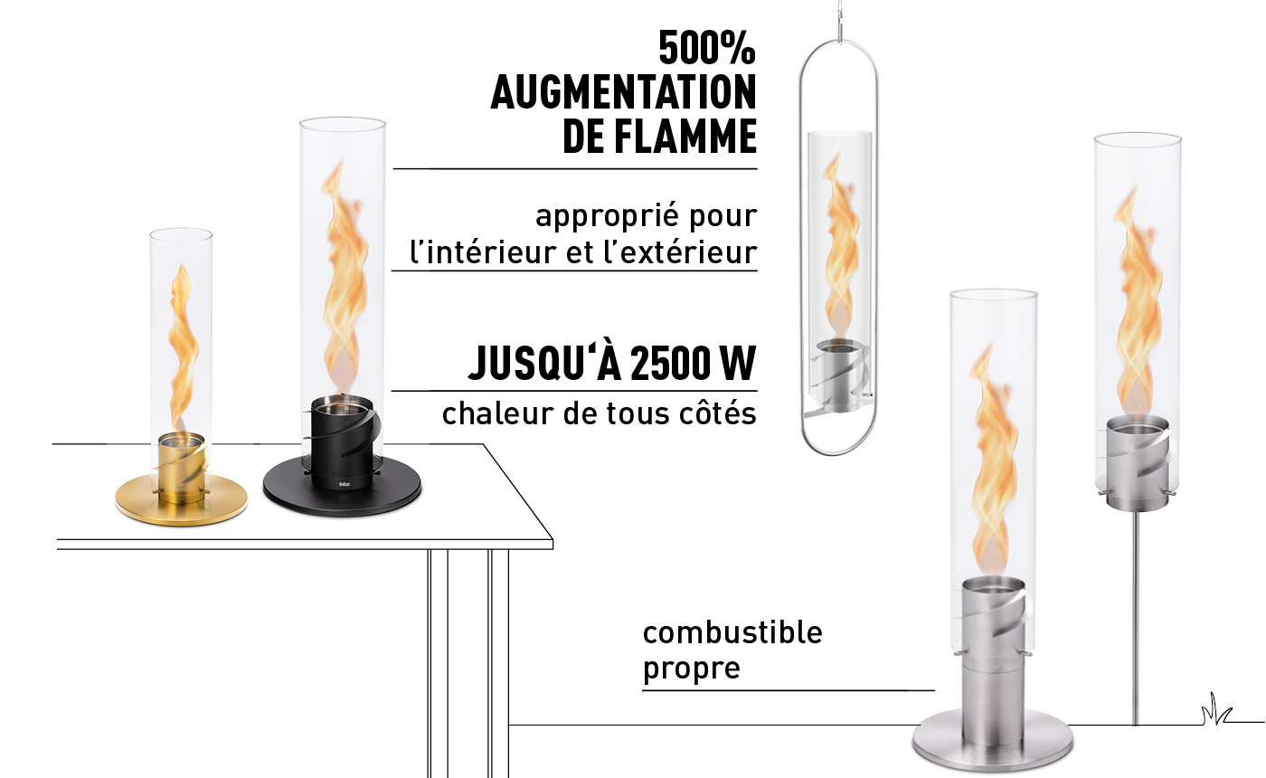 cheminée / feu de table spin 900 - Ø 19 x 40.5 cm - or
