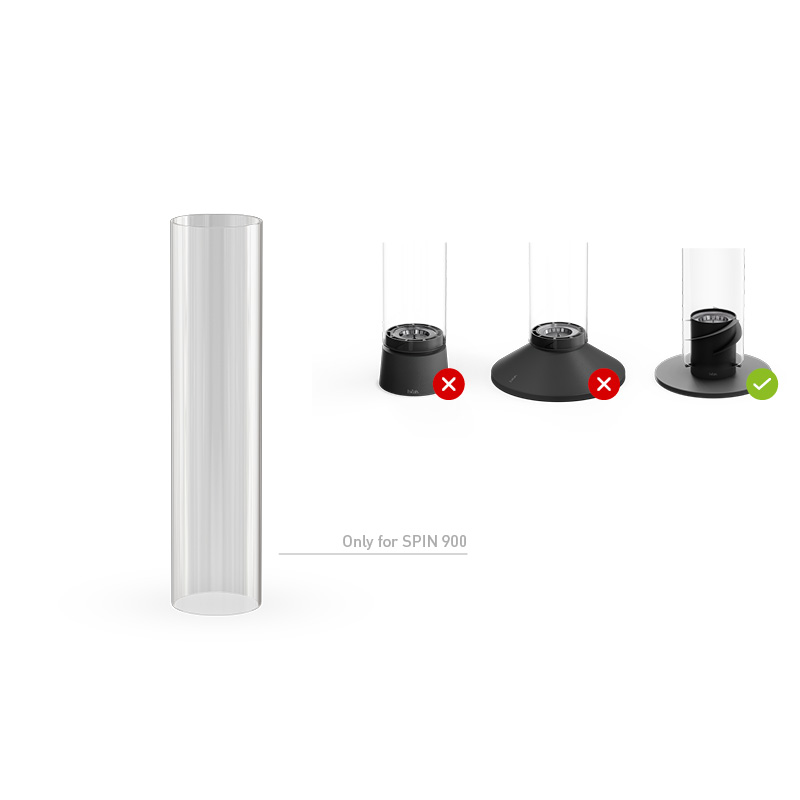SPIN 900 Glass Cylinder An inviting scene highlights the Spin 900 glass cylinder, blending effortlessly into its surroundings.