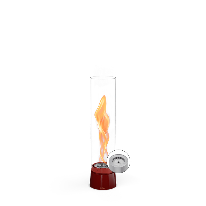 SPIN air 900 Tabletop Fireplace enamel red A red flame with a white background the 00813 Spin Air 900 Tablefire Emaille red complements the moment with its thoughtful design.
