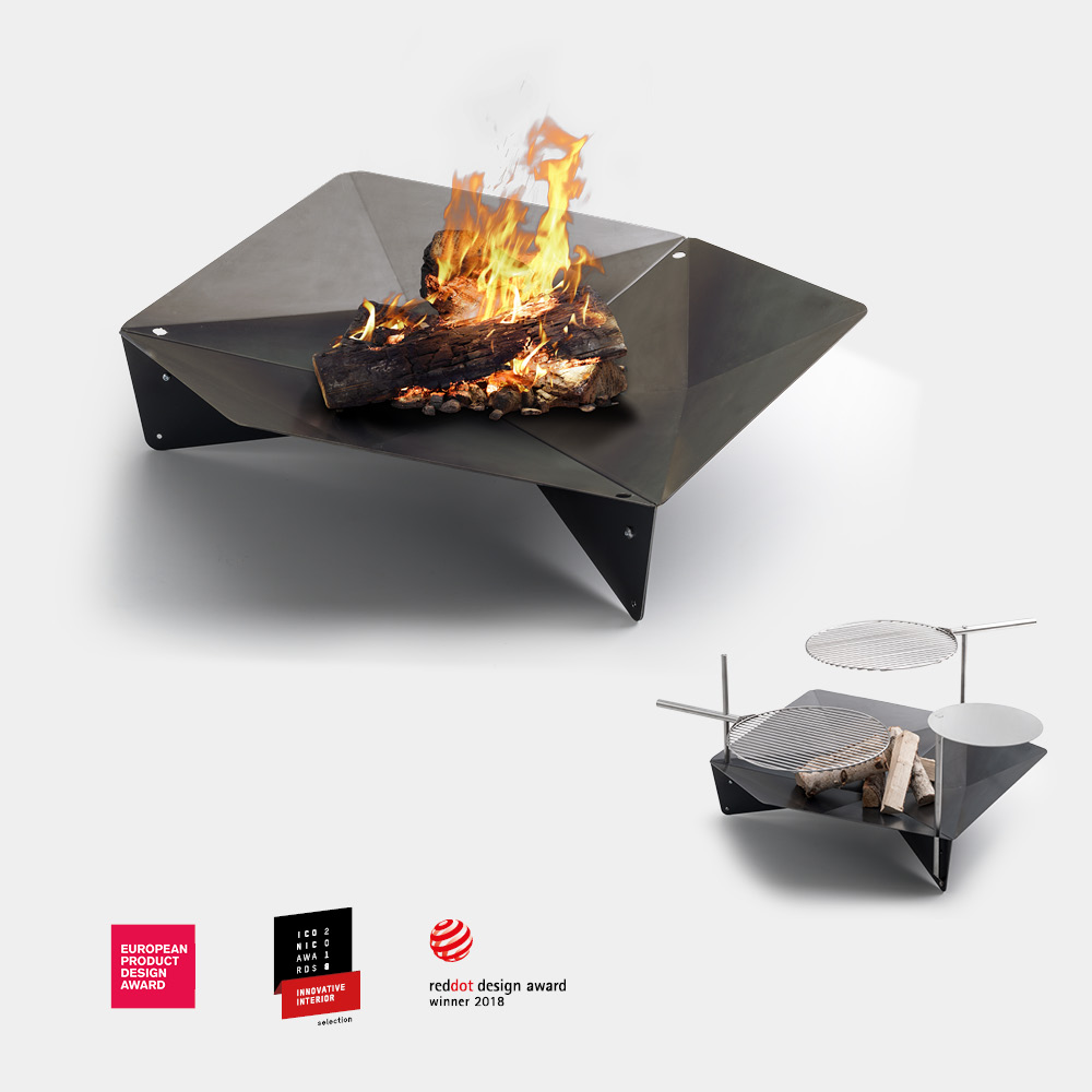 A fire pit with a fire in it
