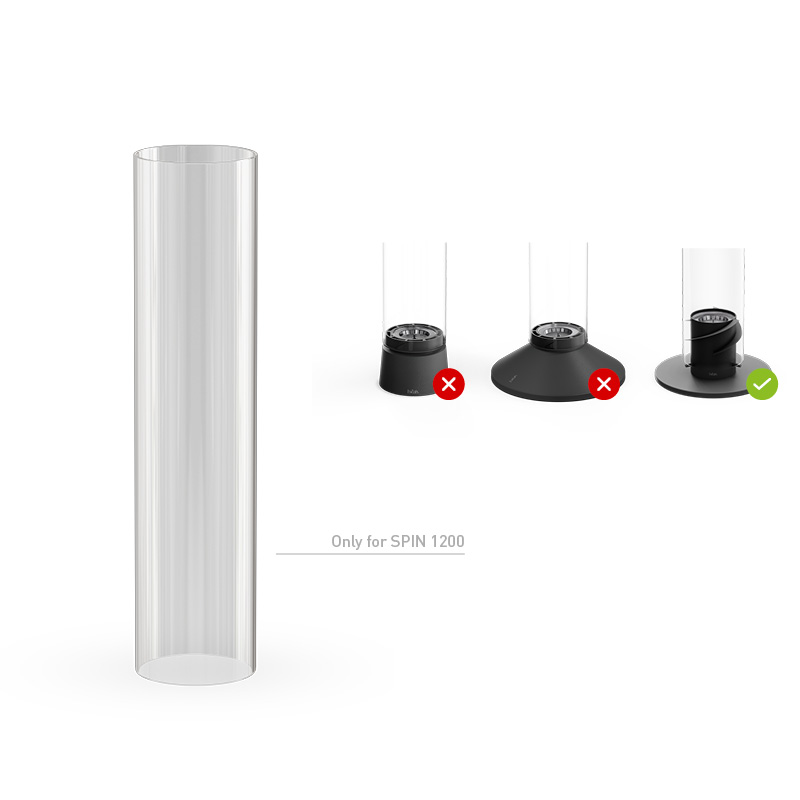 SPIN 1200 Glas Cylinder The Spin 1200 glass cylinder is featured in a thoughtfully styled setting, balancing design and function.