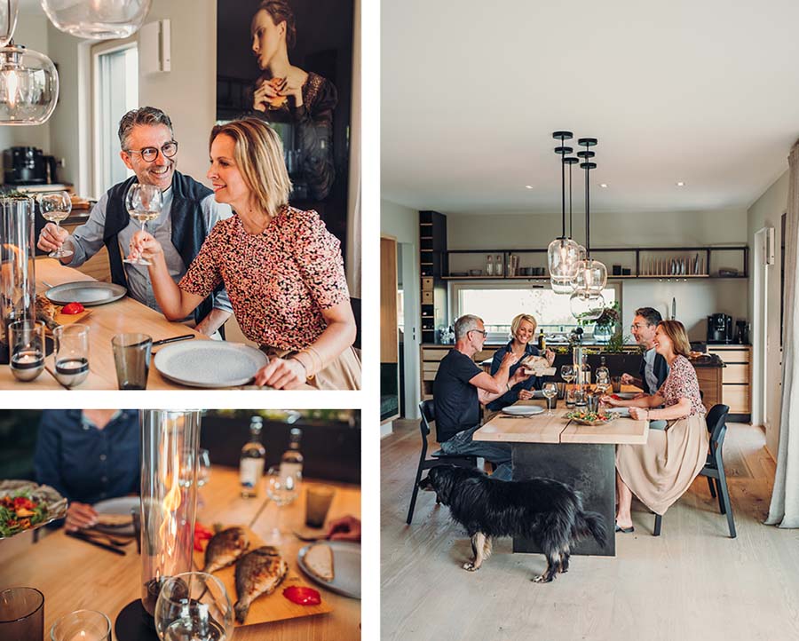 This image shows a couple having dinner in their home