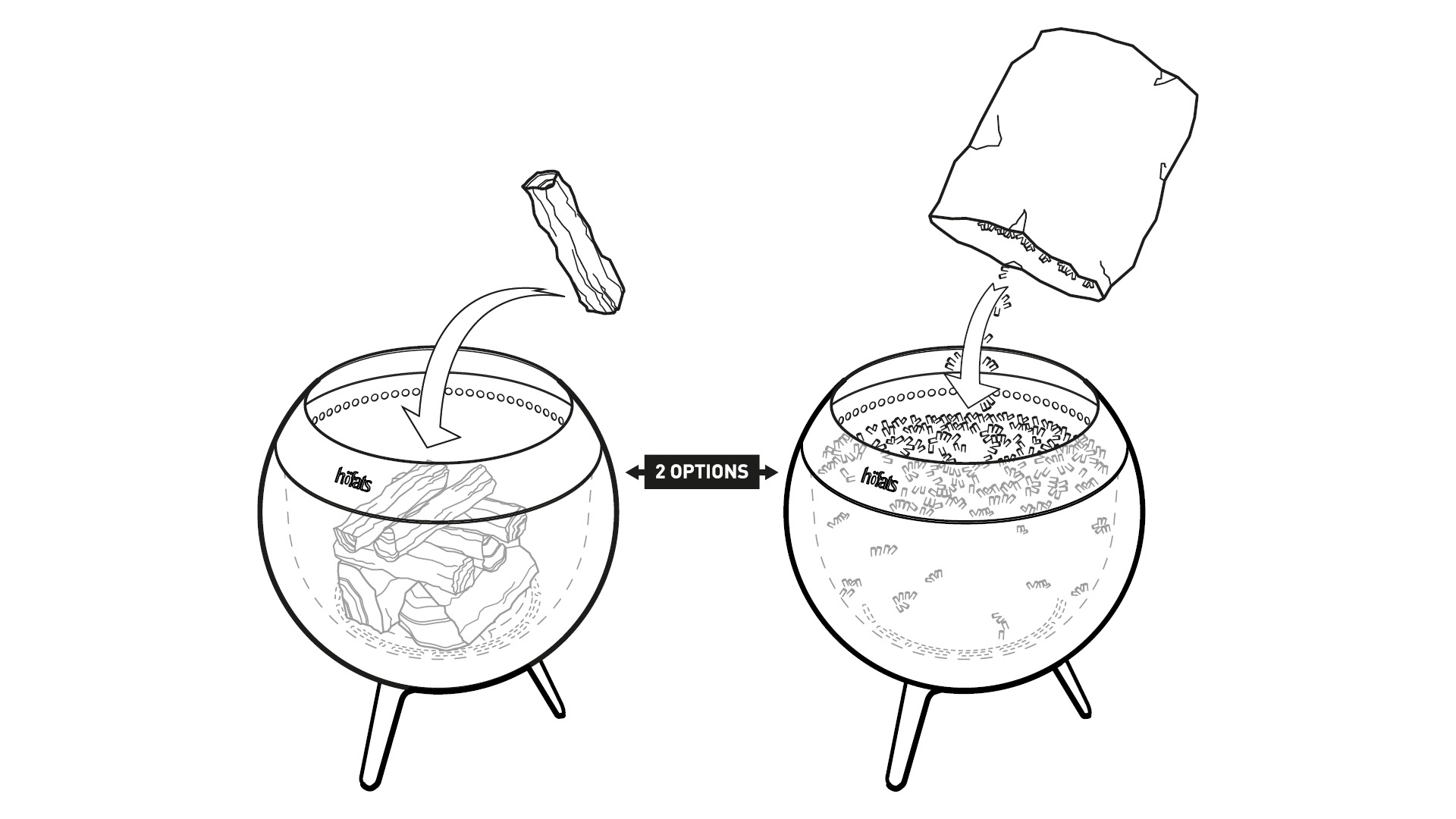 Un dessin des options sur la façon d'allumer la MOON 45
