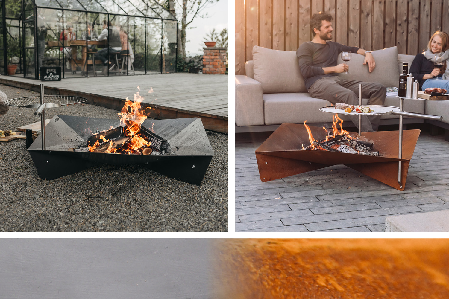 Ein paar Leute sitzen um eine Feuerstelle herum