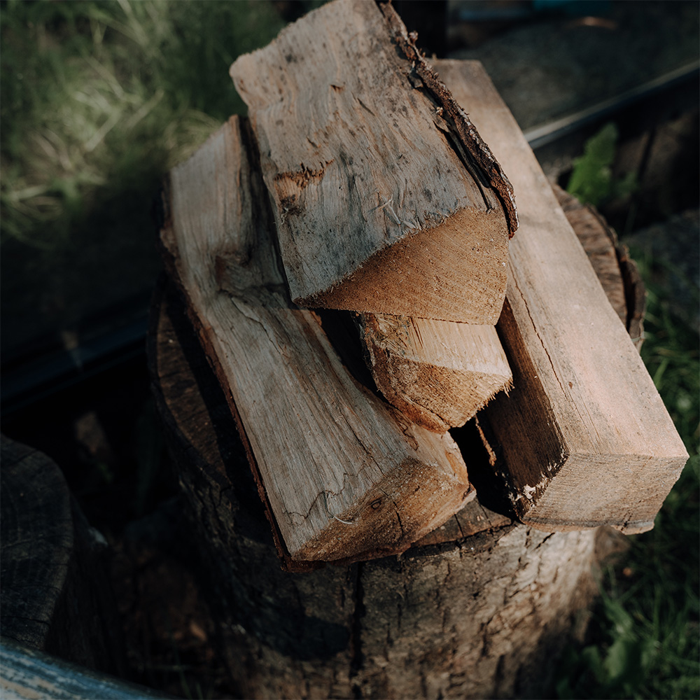 a piece of firewood on a log