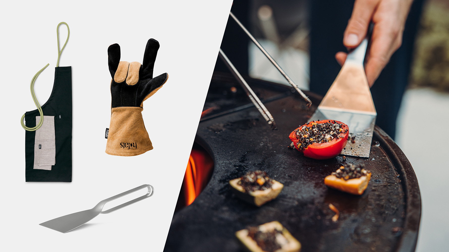 a person is cooking food on a grill