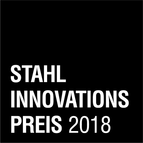 Hier ist das Logo für den st innovation press abgebildet, mit dem Podest (Stahl / Holz) - (Matrix - Parent).