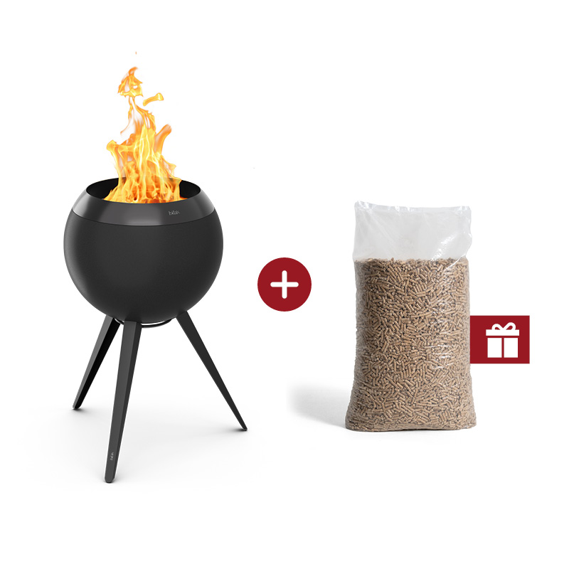 MOON 45 all black Fire Basket with high stand 