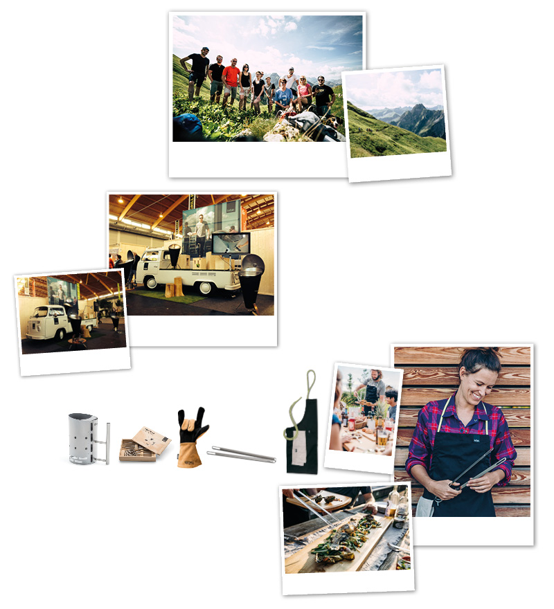 Navigation Tile with polaroid pictures, standing for the hoefats history.