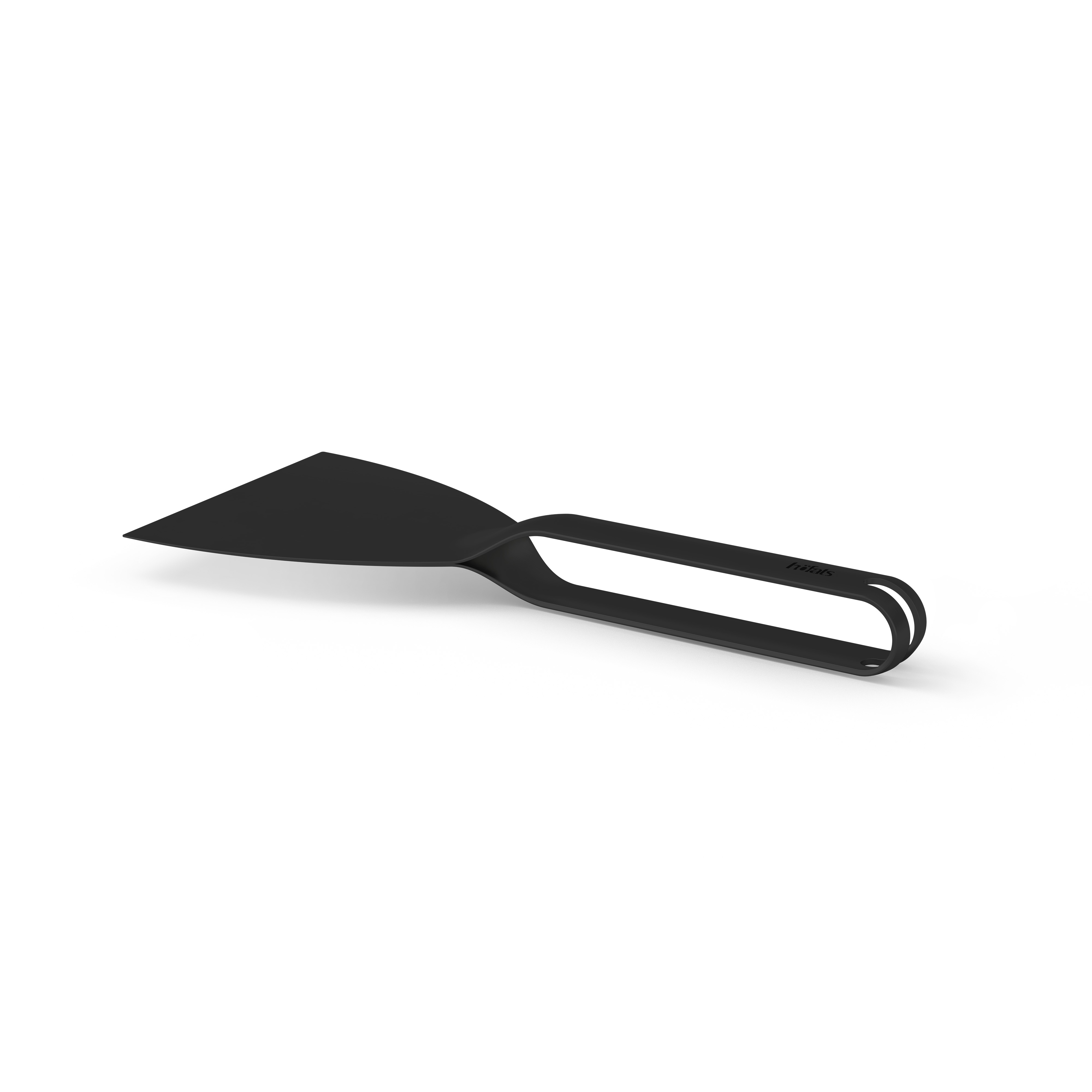 The 00857 Spatula black is shown as a black metal scraper with a handle, creating a stylish and accessible visual.
