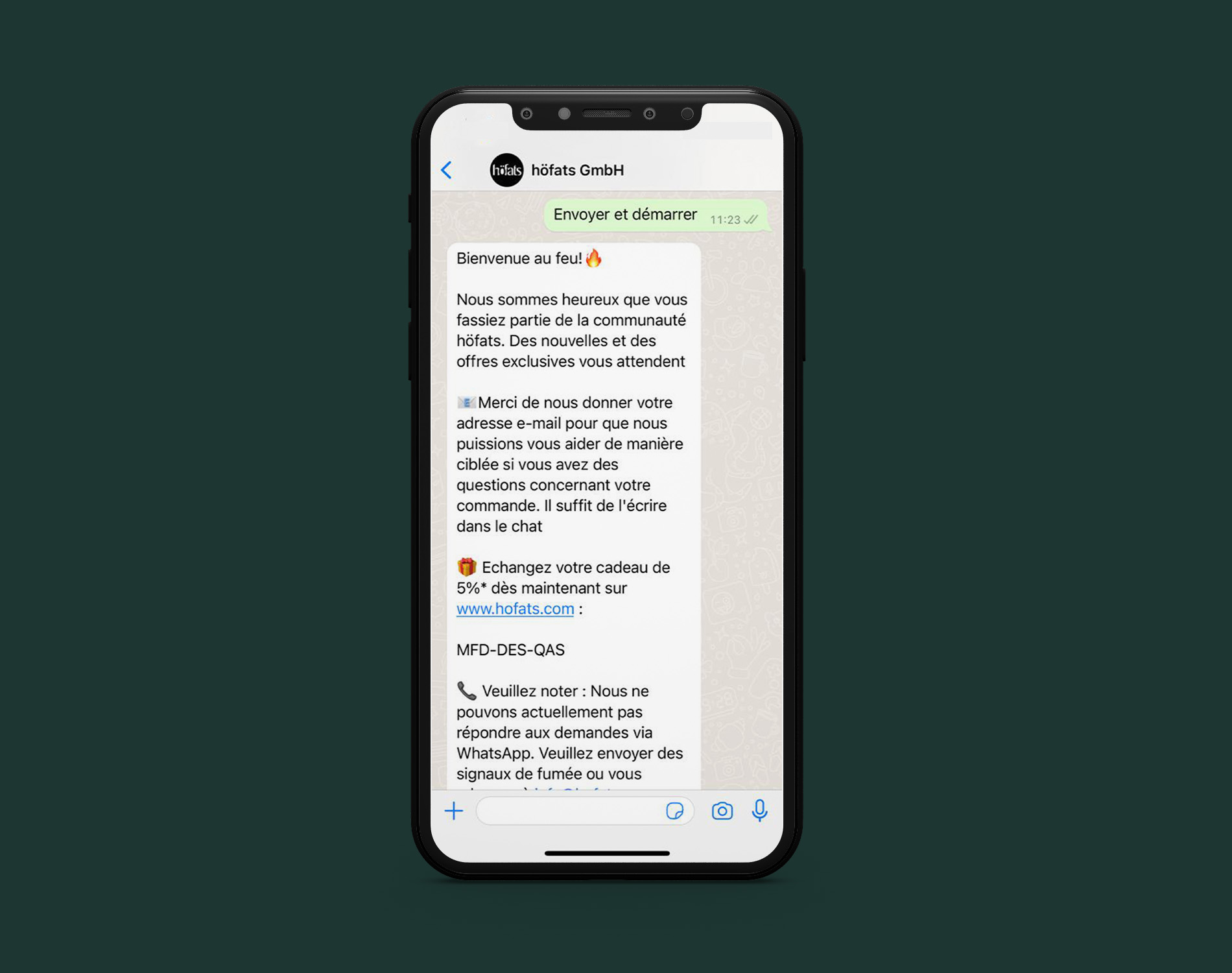 Exemple d'un message d'actualité sur WhatsApp