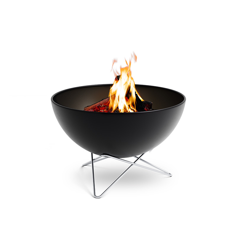 Bowl 70 star stand A depiction of a fire pit with a metal stand, featuring the 00259 Bowl 70 Star Stand as a central and purposeful element.