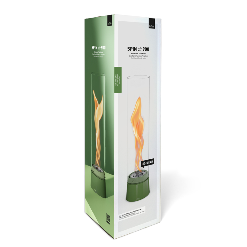 SPIN air 900 Feu de Table émail vert Le Spin Air 900 Tablefire en émail vert est présenté dans un cadre soigneusement stylé, équilibrant design et fonctionnalité.