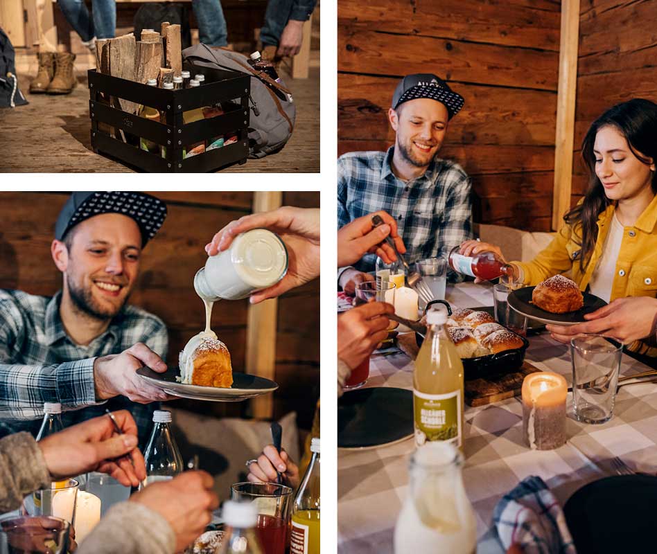 Scène montrant un collage de personnes appréciant un repas dans un restaurant