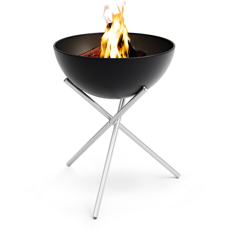 BOWL 70 Fire Bowl with tripod Experience a black fire pit with a metal stand with the refined touch of the 00258 Bowl 70 with Tripod