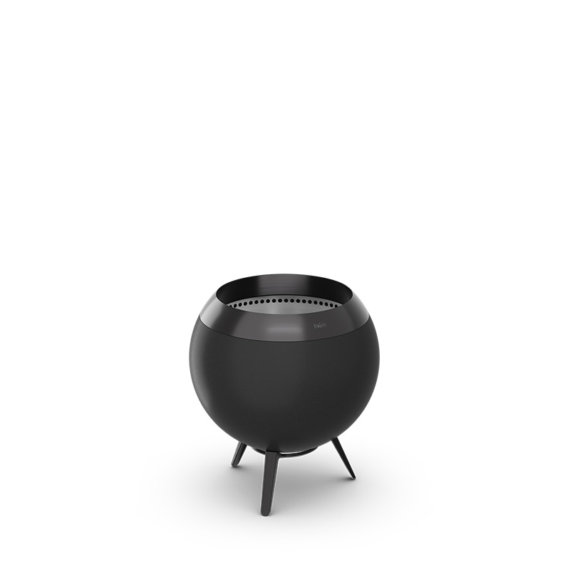 MOON 45 all black Feuerkorb mit niedrigem Fuß Studiobild der MOON mit niedrigem Fuß ohne brennende Flamme