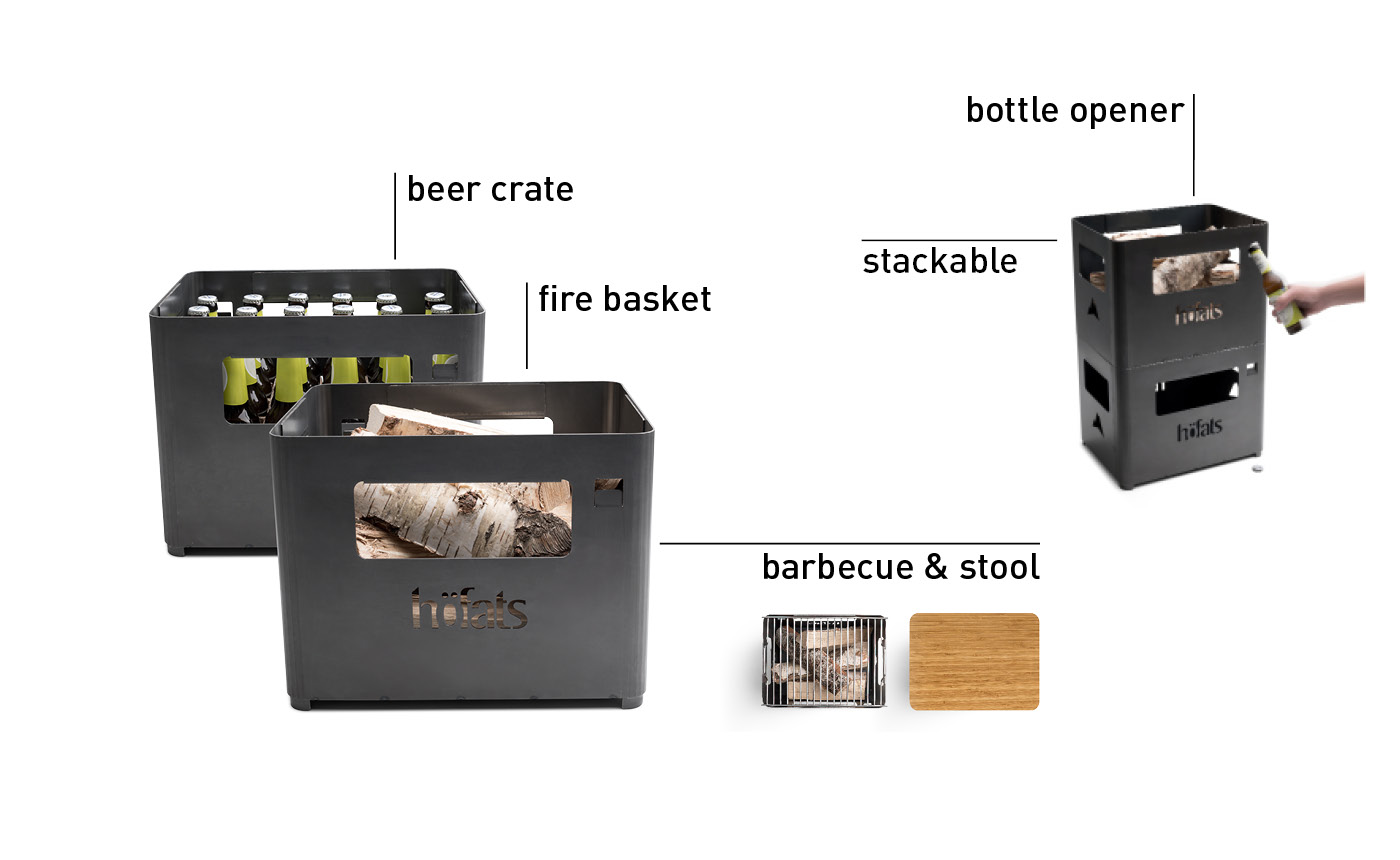 BEER BOX Fire Basket black - direct from the brand | hofats