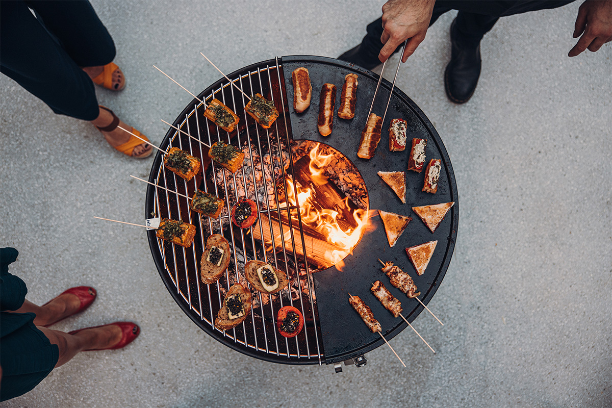 BBQ Tool Set (3 pcs) An image showing a group of people standing around a grill, with the .