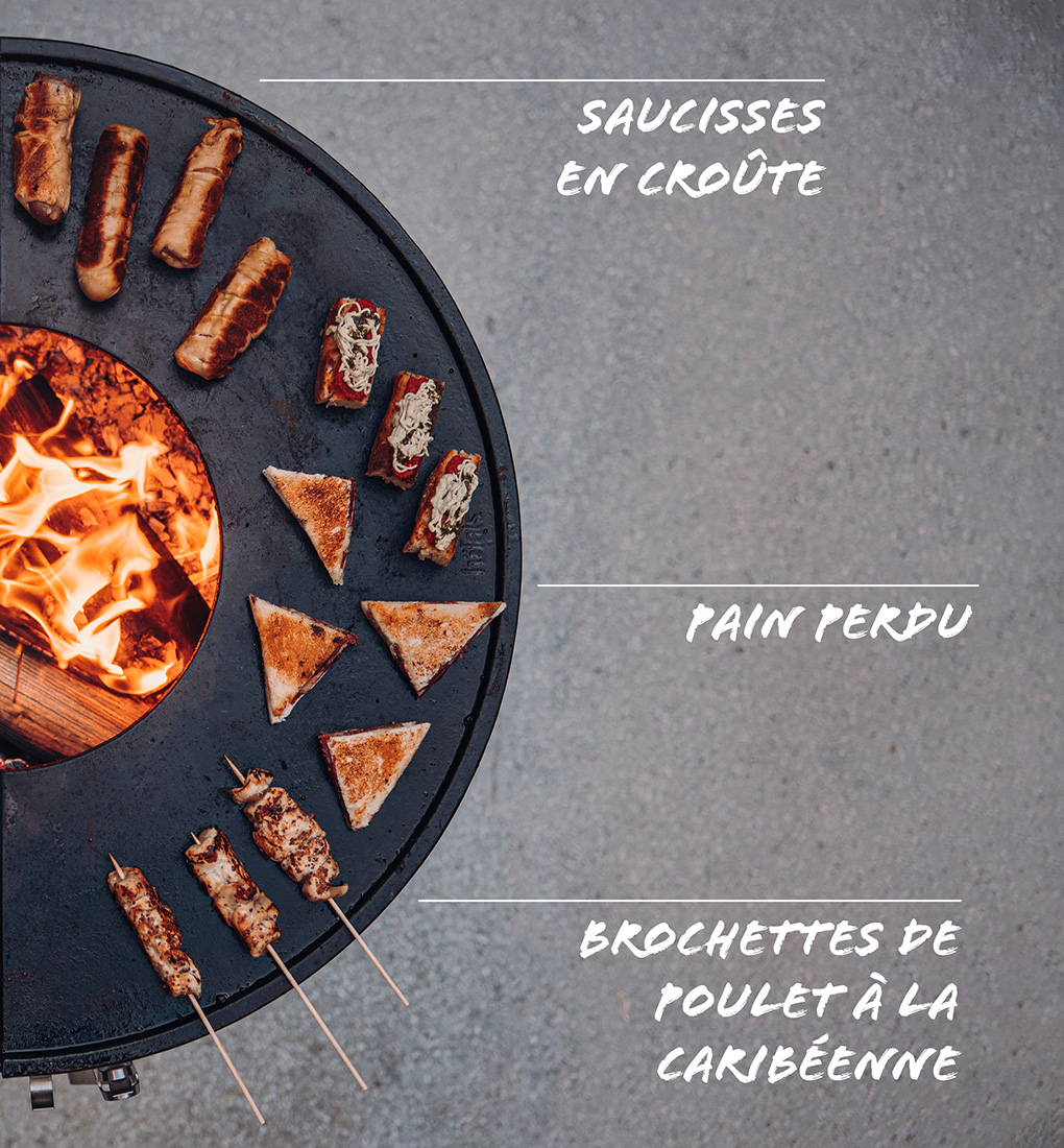 Un brasero avec une variété de différents types de nourriture