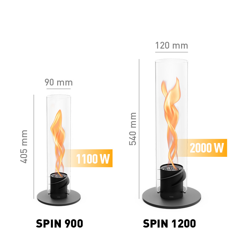 SPIN 1200 Tabletop Fireplace silver