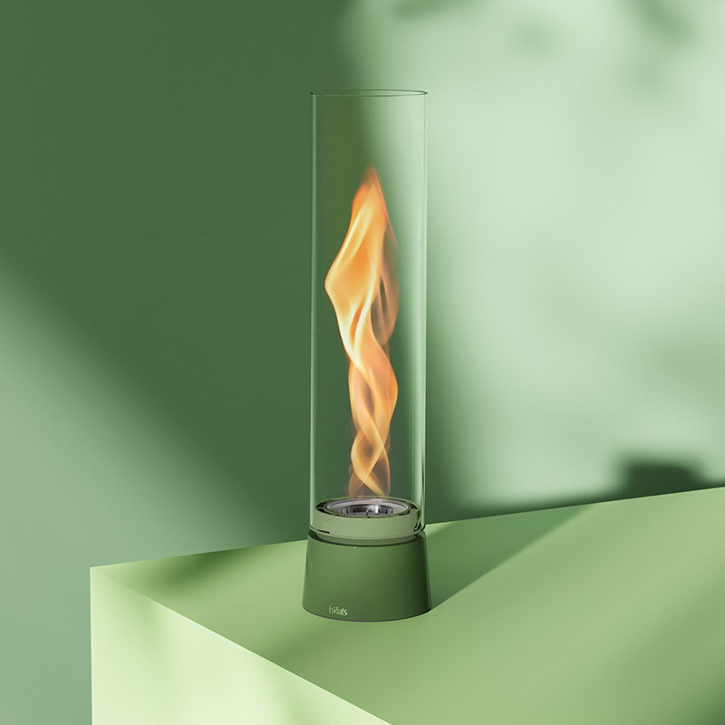 SPIN air 1200 Tabletop Fireplace enamel green A spin with a fire inside of it, with the 00819 Spin Air 1200 Tablefire Emaille green adding a functional and elegant touch to the scene.