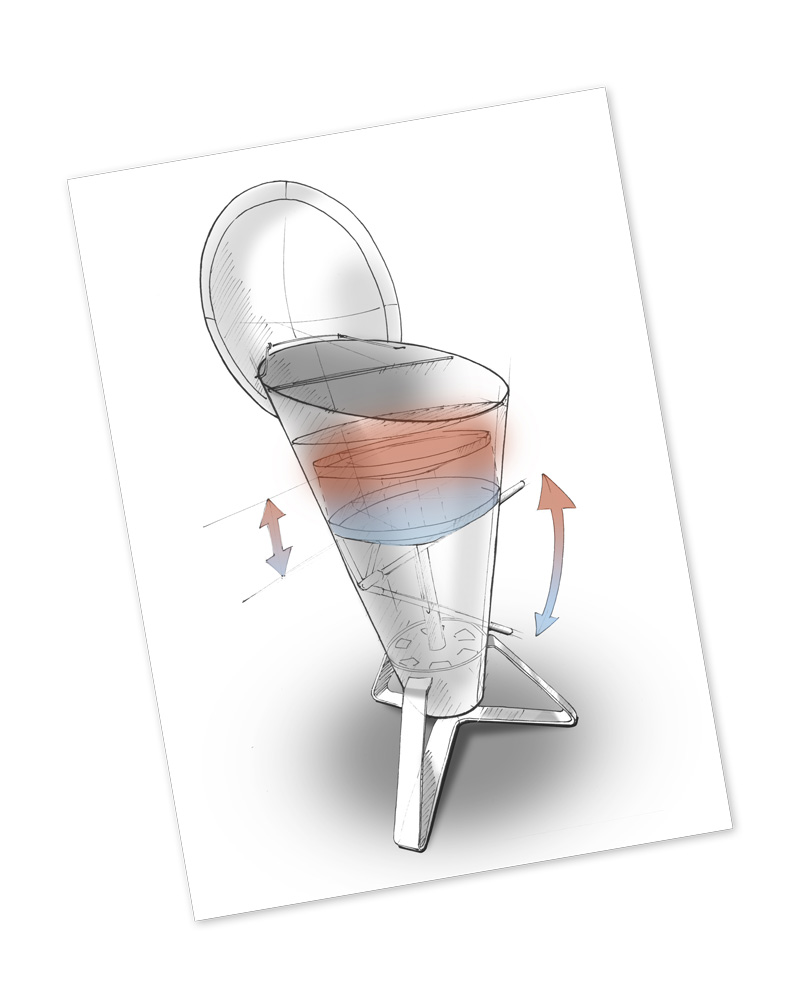 Depicted here is a drawing of Cone Charcoal Grill