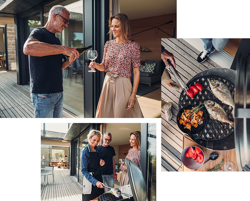 Auf dem Bild sind ein Mann und eine Frau beim Grillen zu sehen.