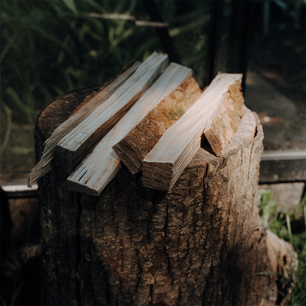 a piece of firewood on a log