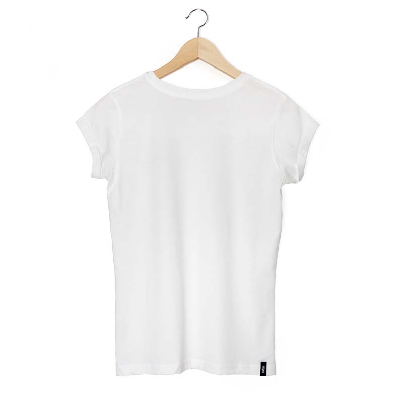 The photo presents the white t shirt is hanging on a hanger, with the SHIRT Women grey S.