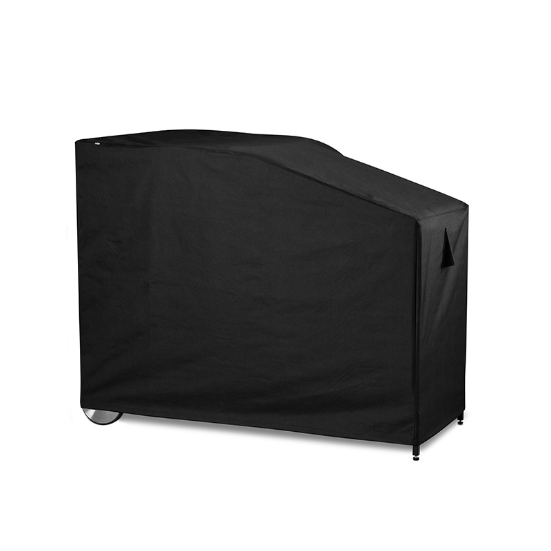 FIRE KITCHEN Abdeckhaube 70 Szene zeigt eine schwarze Grillabdeckung auf weißem Hintergrund, wobei die 00827 Fire Kitchen Cover 70 für ihre praktische Eleganz hervorsticht.