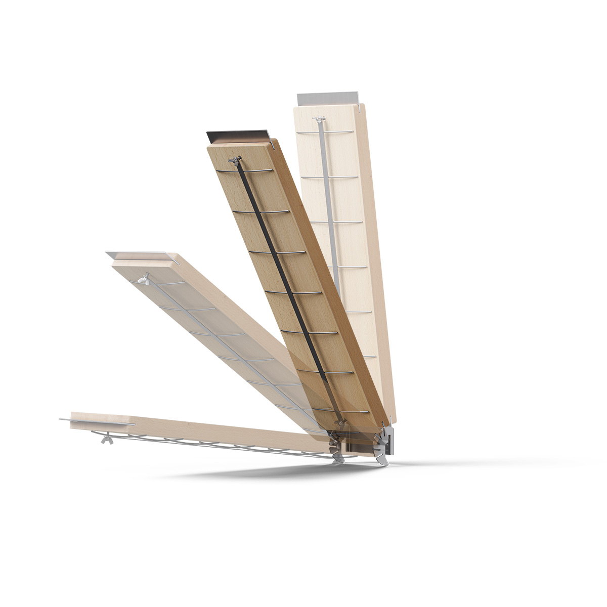 Flammlachs-Brett Das Foto zeigt eine hölzerne Struktur mit einem Metallrahmen und dem Flammlachs-Brett.