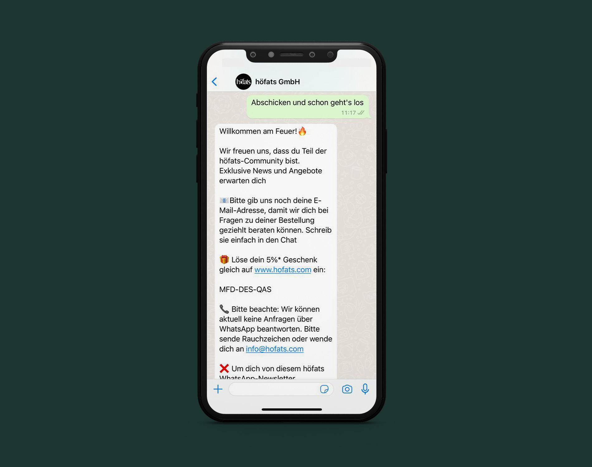 Beispiel für einen WhatsApp-News-Beitrag