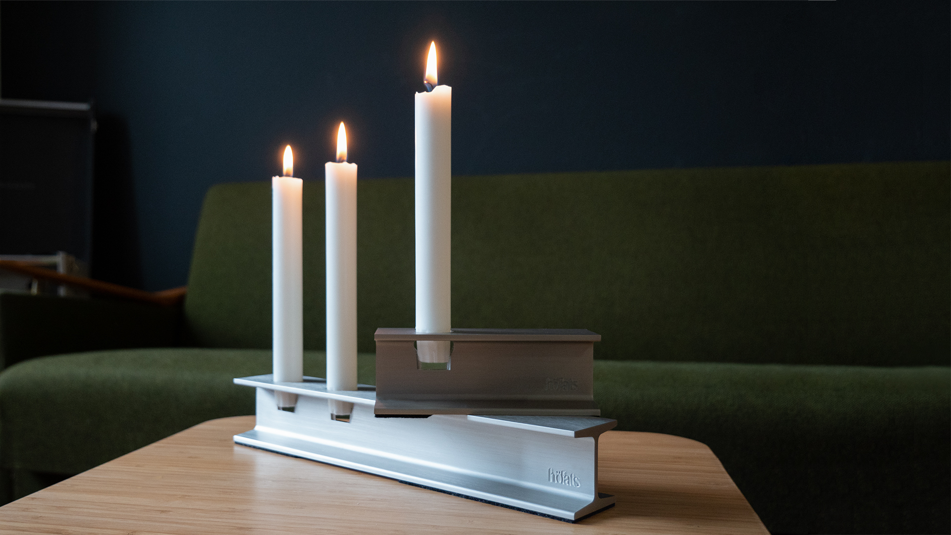 HENRY METAL I+II Silver - candle holder in steel beam look | höfats