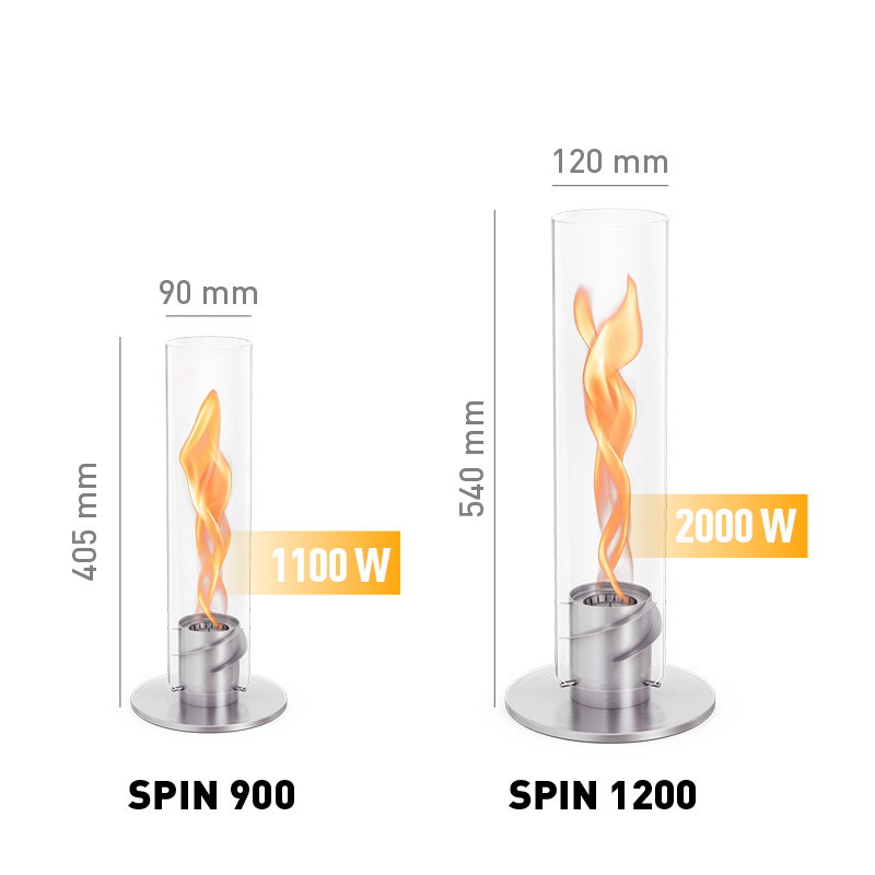 SPIN 900 Tabletop Fireplace silver