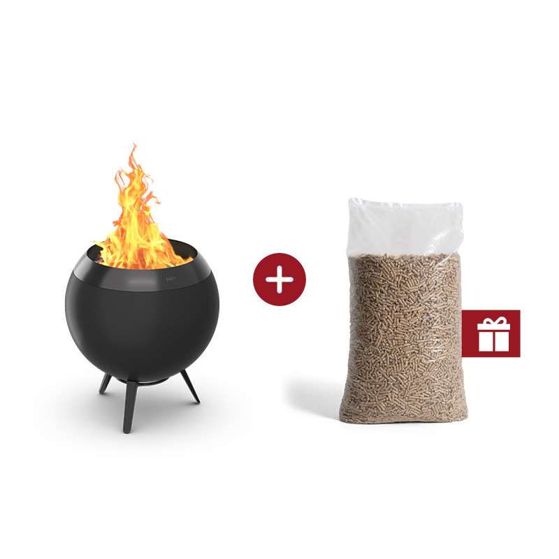 MOON 45 all black Fire Basket with low stand 