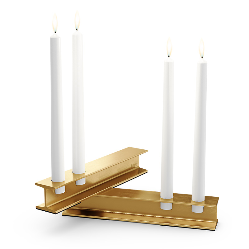 HENRY METAL II Candleholder gold Experience a pair of candles on a stand with the refined touch of the 00662 Henry Metal II Gold