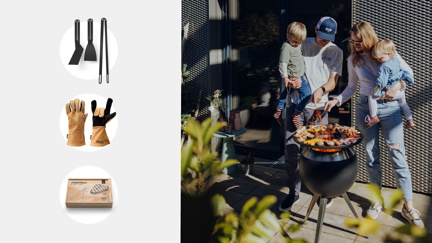 Eine Frau und ein Mann grillen auf einem Grill.