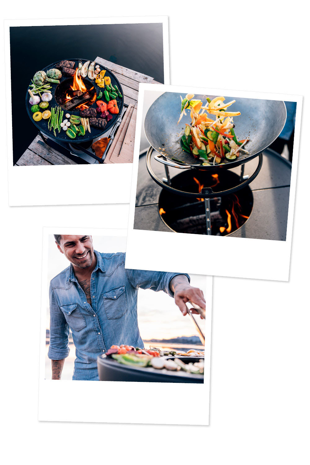 Un homme cuisine de la nourriture sur un grill.