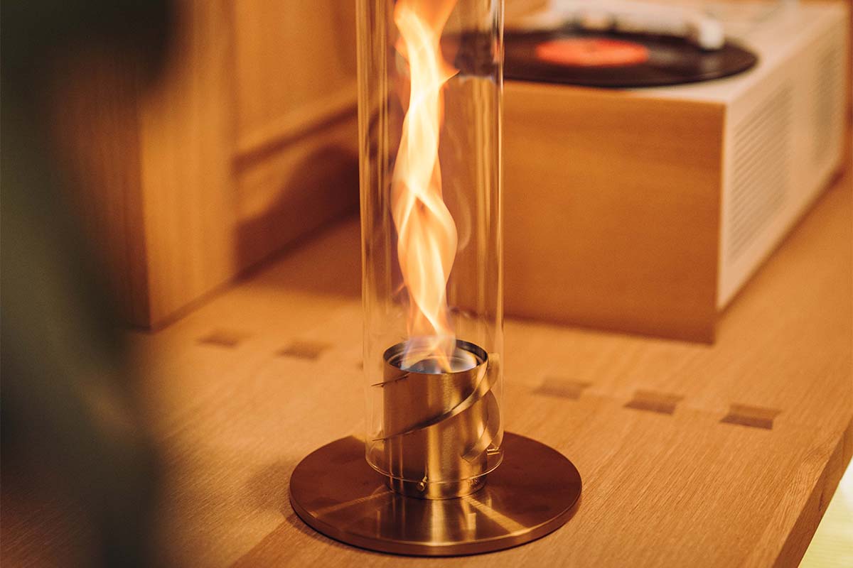 cheminée / feu de table spin 90 - Ø 19 x 40,5 cm - or