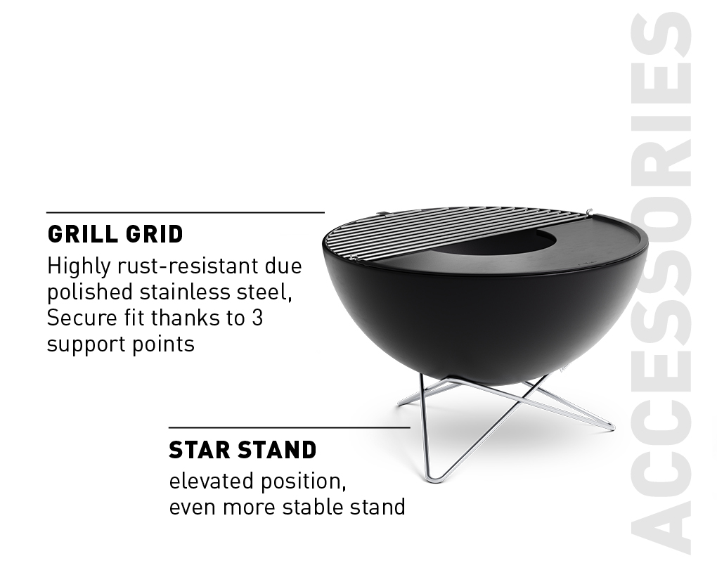 A view of the grill is designed to be the same as the grill itself, with the BOWL 57 Plancha Print EN.
