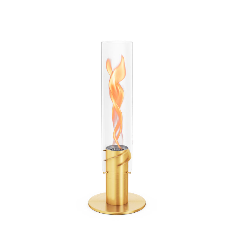 SPIN 1200 Standerhöhung gold Abgebildet ist eine goldene Fackel mit einer Flamme oben drauf, auf dem SPIN 1200 Standerhöhung in Gold.